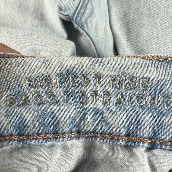 American Eagle Jeans Womens 28x31* Highest Rise Baggy Straight Blue Denim Tag 2R - Picture 8 of 16